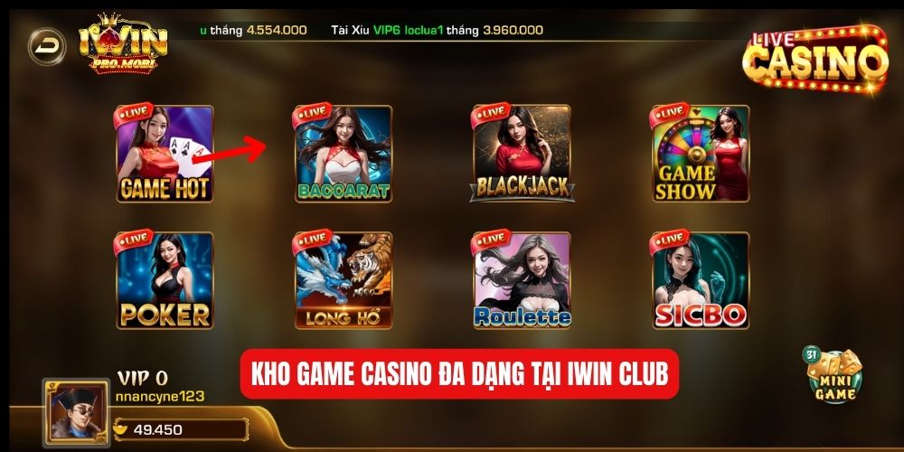 Khám phá kho trò chơi đa dạng tại Iwin Casino