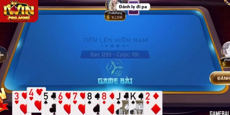 Màn hình chơi tiến lên tại cổng game 