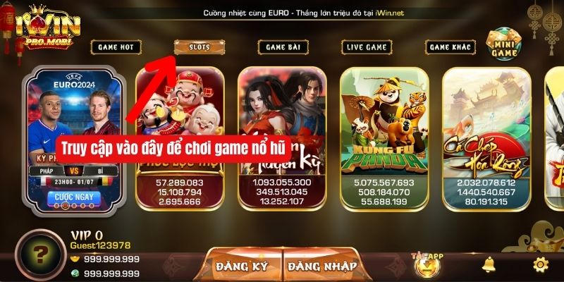 Màn hình chơi nổ hũ tại cổng game Iwin